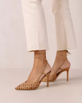 Sandstorm Camel Leather Pumps