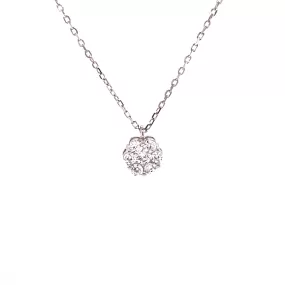 Small Cluster Flower Necklace With White CZ Stones