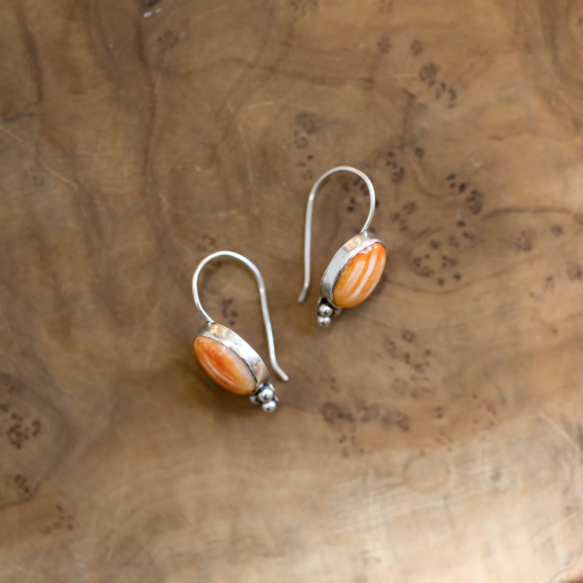 Spiny Oyster Piper Earrings - Spiny Oyster Drop Earrings - Orange Red Drop Earrings