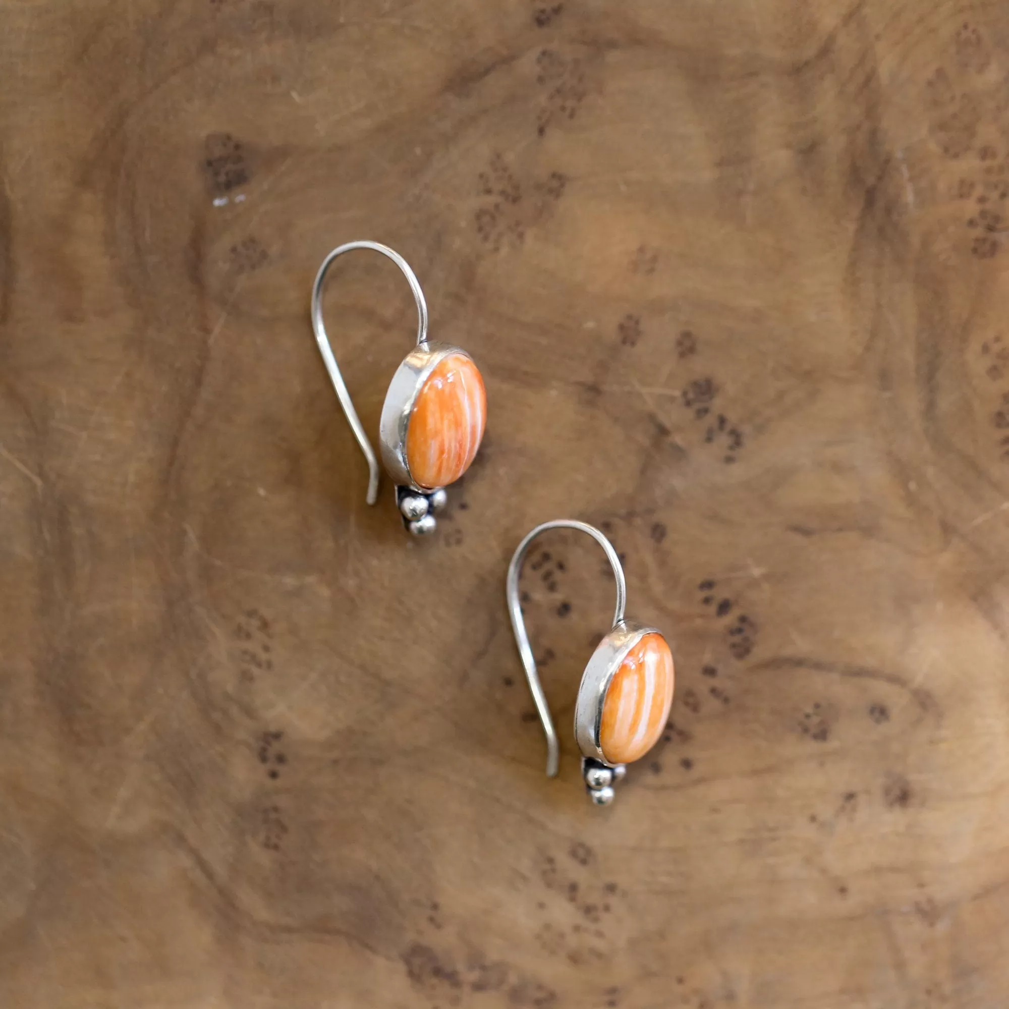 Spiny Oyster Piper Earrings - Spiny Oyster Drop Earrings - Orange Red Drop Earrings