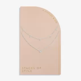 Stacks Of Style Organic Shape Necklace in Silver Plating