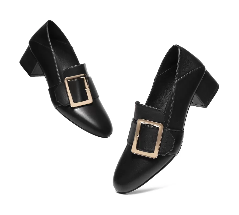 TARRAMARRA Leather Low Block Kitten Heels Sammi