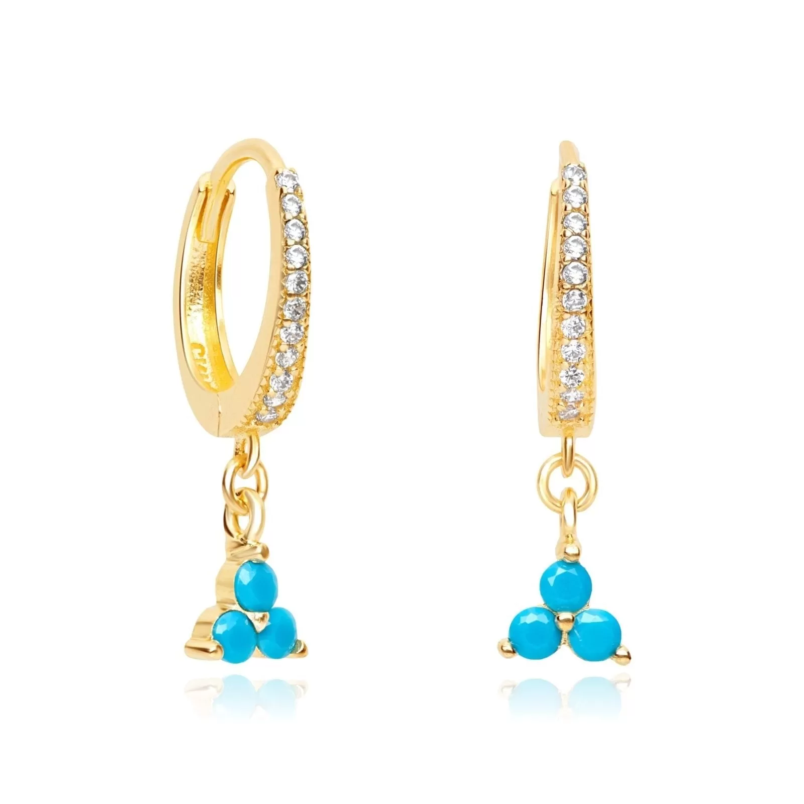 Turquoise Trinity Cluster Drop Hoops