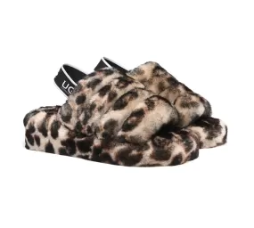 UGG Australian Shepherd Leopard Print Fluffy Women Slides Pamela