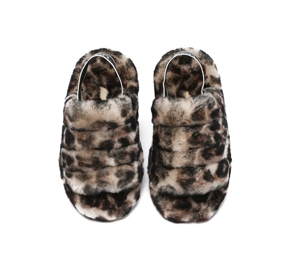 UGG Australian Shepherd Leopard Print Fluffy Women Slides Pamela