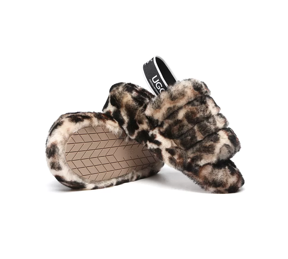 UGG Australian Shepherd Leopard Print Fluffy Women Slides Pamela