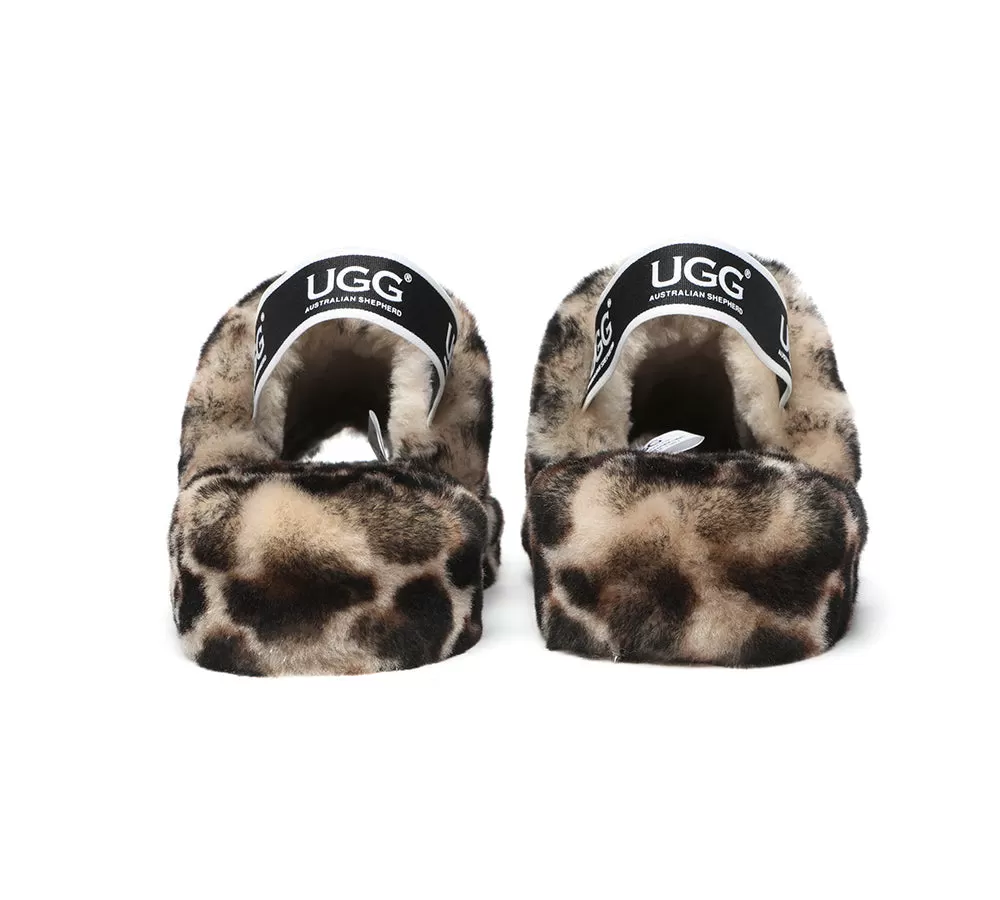 UGG Australian Shepherd Leopard Print Fluffy Women Slides Pamela