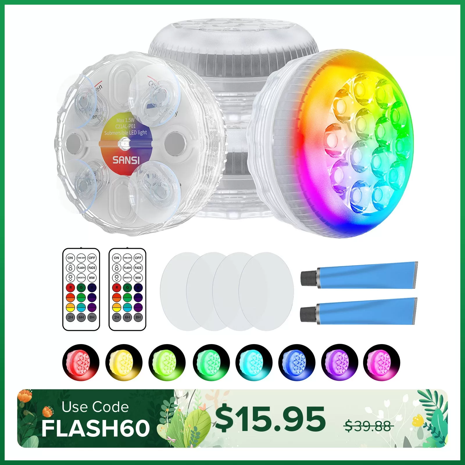 Upgraded RGB LED Submersible Pool Light