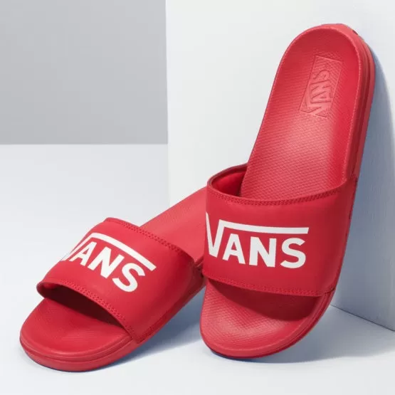 Vans Red Classic Logo Slides On