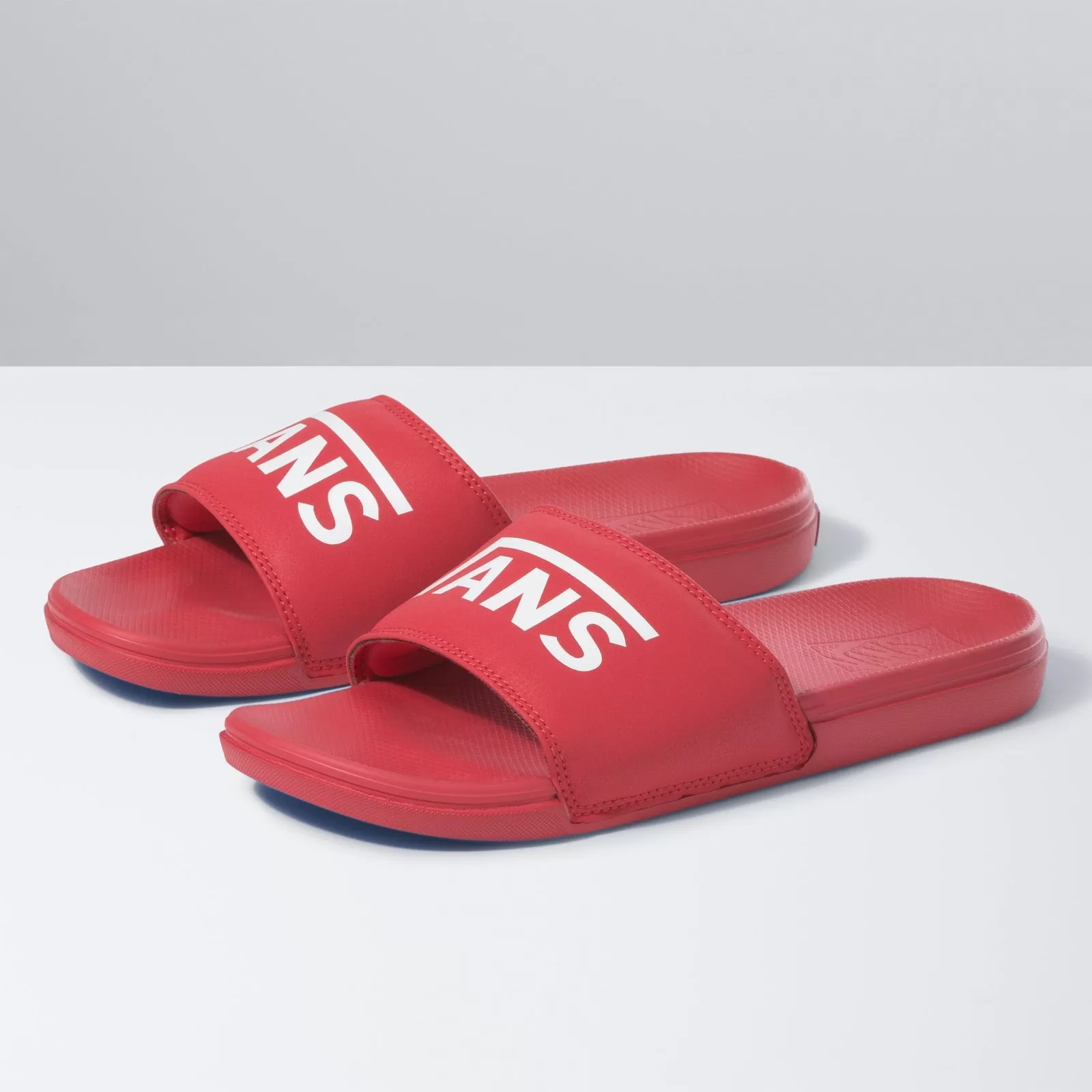 Vans Red Classic Logo Slides On