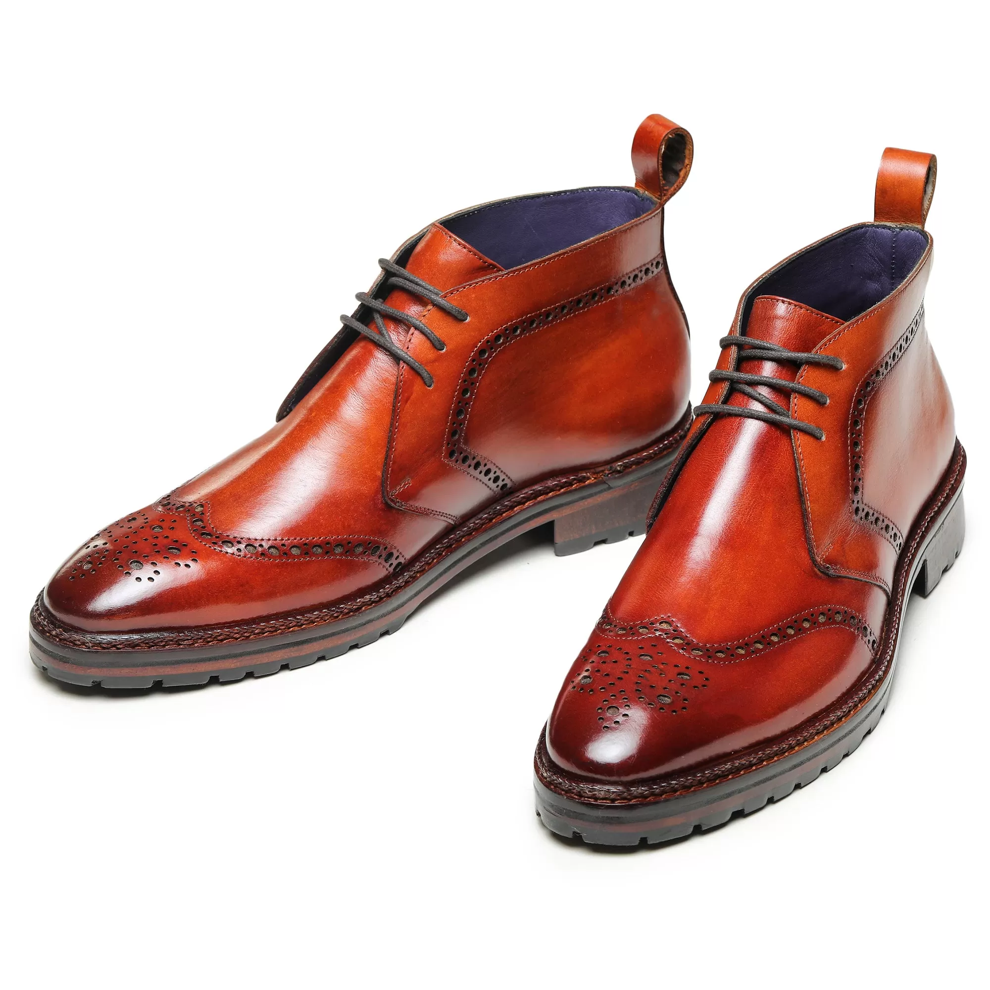 Wingtip Chukka Boots- Cognac