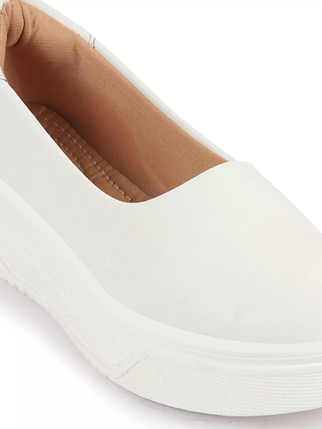 Women White Outdoor Fashion Comfort Height Enhance Platform Heel Ballerina Slip On Shoes