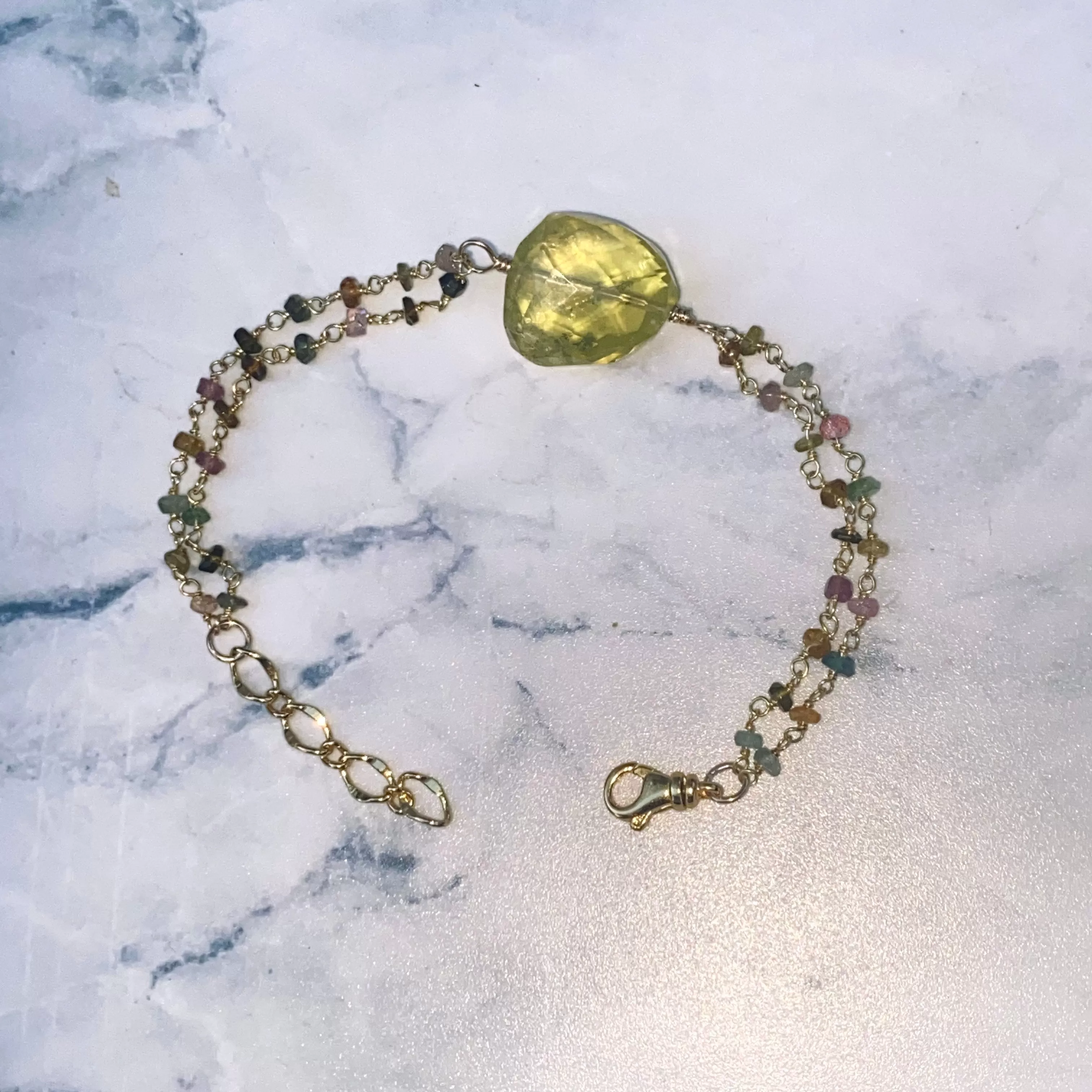 Yellow Topaz and Mixed Tourmaline Bracelet