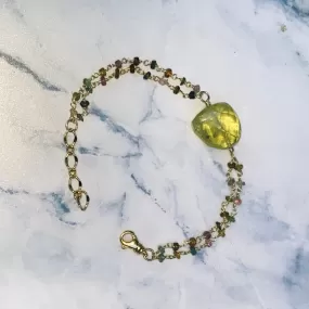 Yellow Topaz and Mixed Tourmaline Bracelet