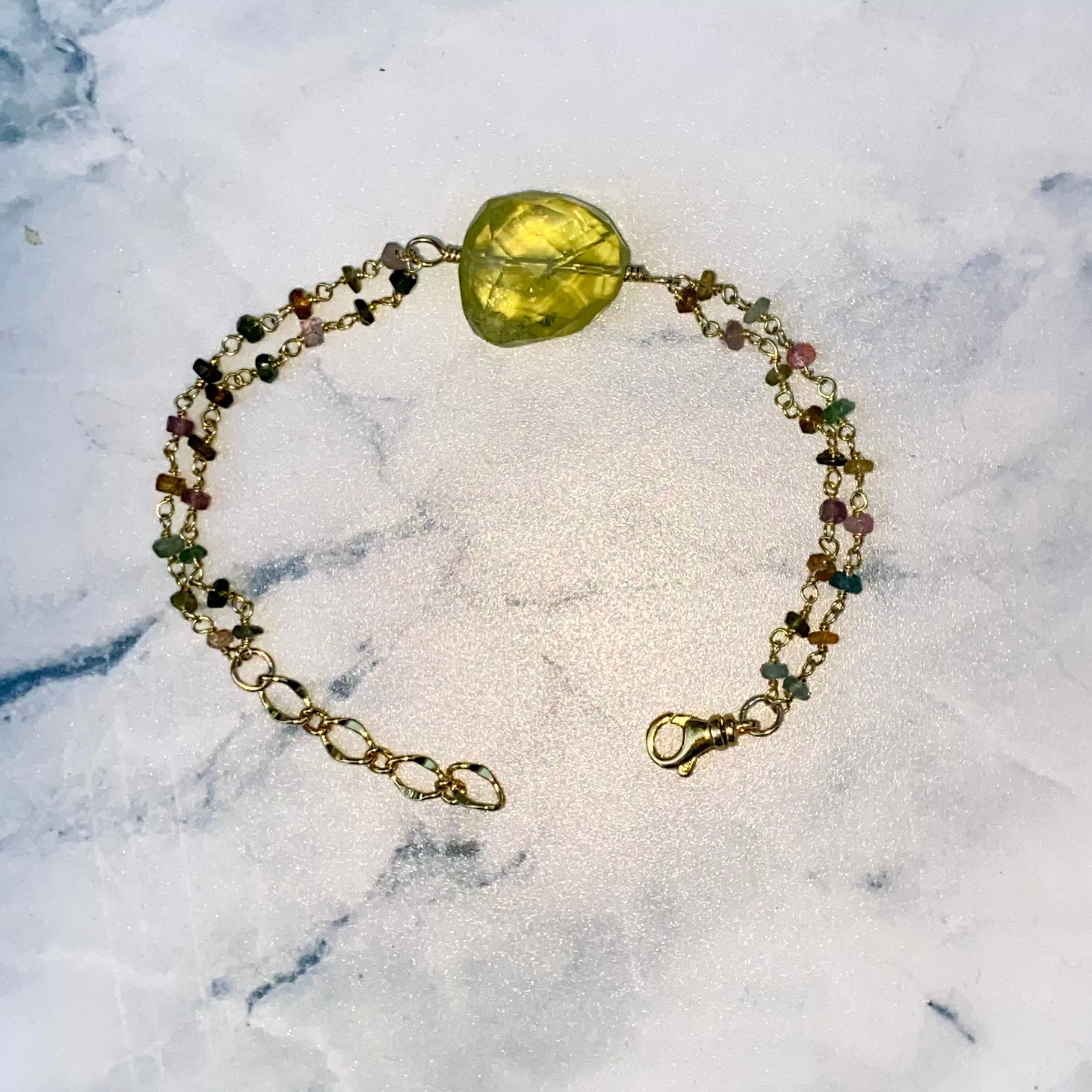 Yellow Topaz and Mixed Tourmaline Bracelet