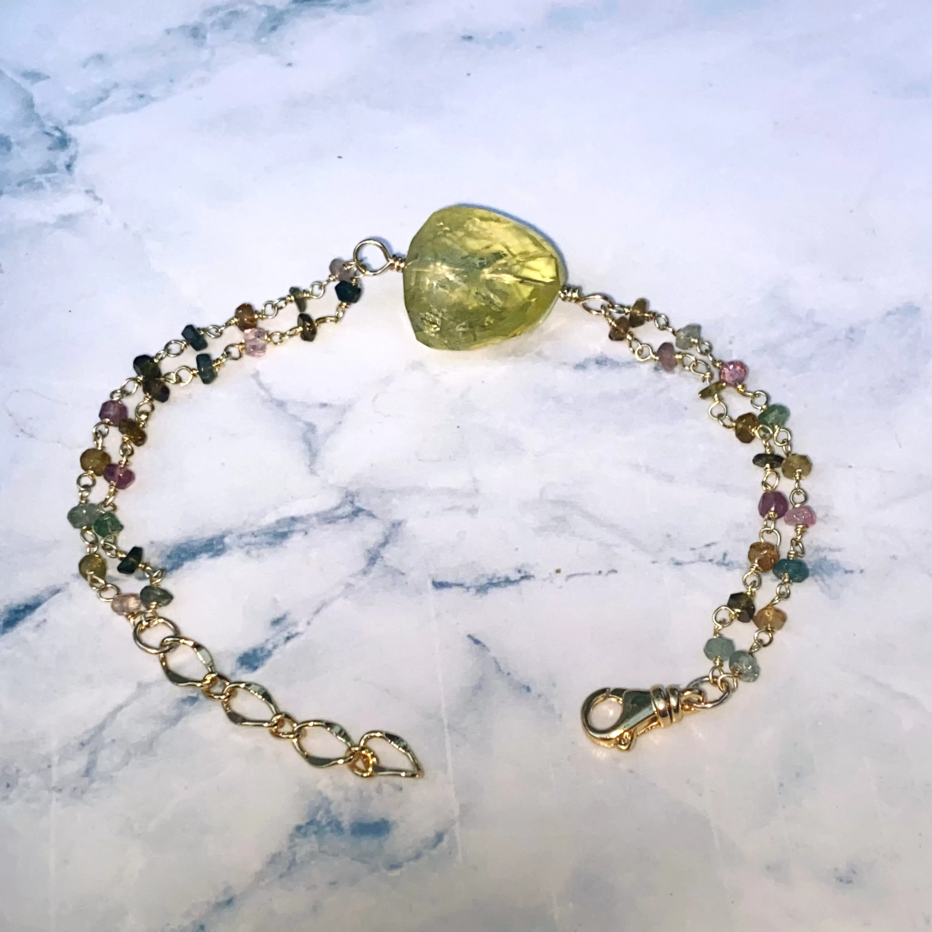 Yellow Topaz and Mixed Tourmaline Bracelet