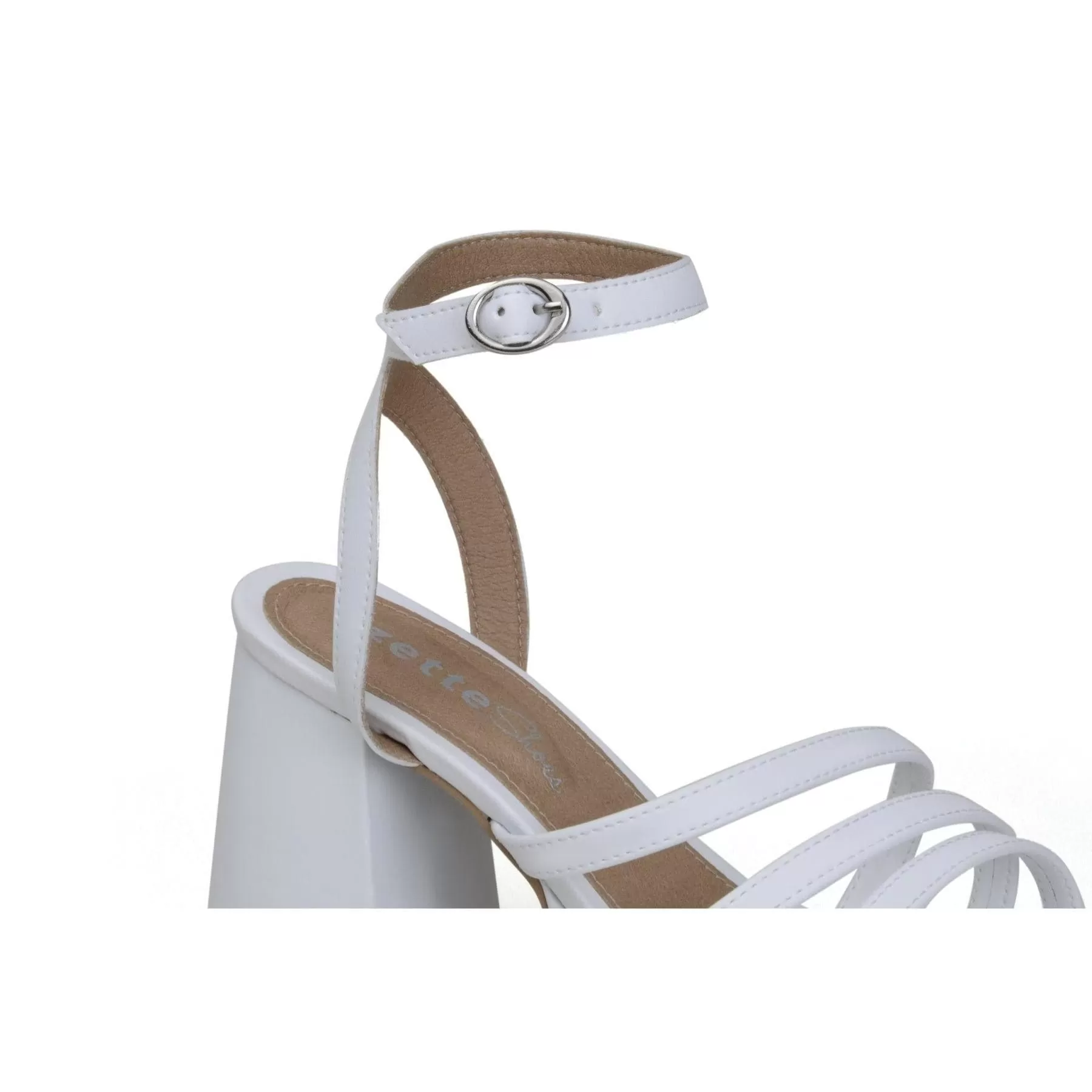 'Zari' women's white block heeled sandal by Zette Shoes