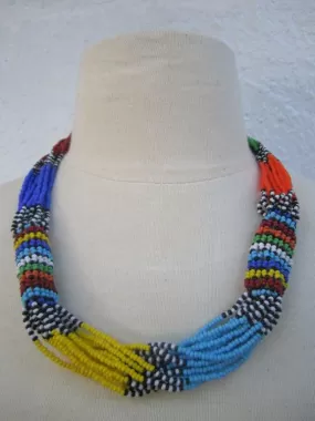 Zulu Strand Short  Necklace Multi Color 22 inches